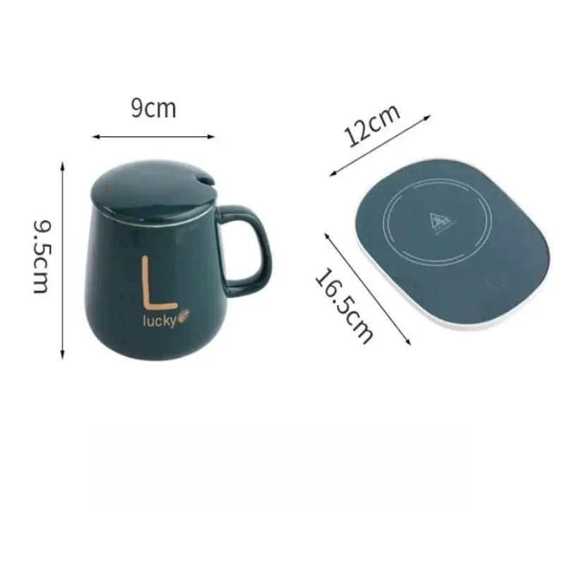 1 Set With Stainless Steel Spoon Gift Kit For Travel Office Gift 55℃ Thermal Ceramic Mug Portable USB Rechargeable Heating Cup