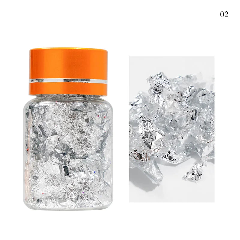 1Box Gold Leaf Flakes Foil Paper Nail Art Sequin Epoxy Resin Filling Silver Foil Paper Copper Foil Sequins DIY Nail Jewelry Deco