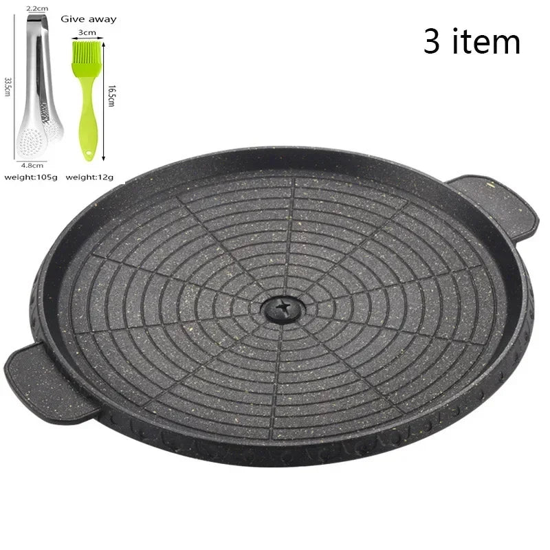 3 Shape 32cm Korean Maifan Stone Grill Pan Non-stick Portable Household Outdoor BBQ Plate Smokeless Aluminum Tray Hot New