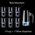 7pcs Crystal Glass Short Cup Set gold/blue Lead Free Liquor Glass With Wine Dispenser Golden Vodka Brandy Wine Glasses Cup