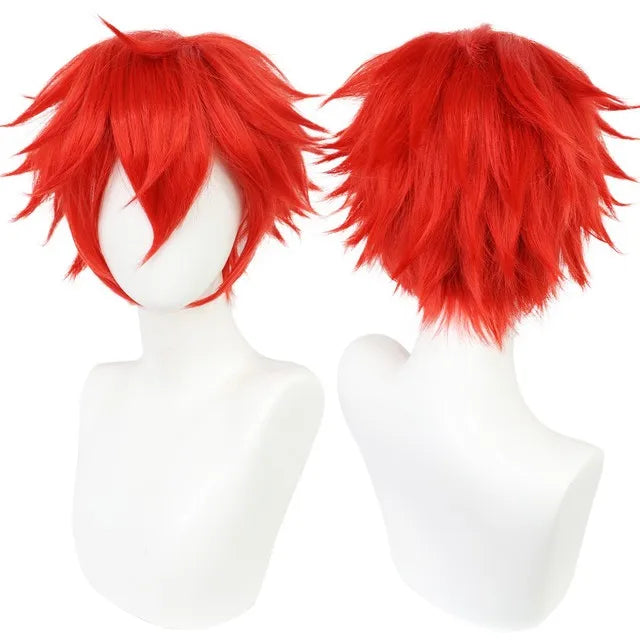 Universal Short Cosplay Synthetic Wig Silver Red Pink Blonde Grass Green Black Straight Men's Wig for Halloween Cosplay Party