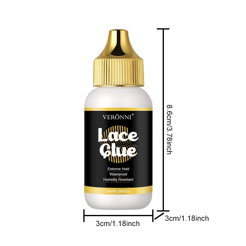 2 Packs 38ml Lace Wig Adhesive, Super Hold Waterproof Clear Glue for Lace Front Wigs & Hair Toupees, Sweat-Proof Long-Wearing