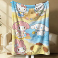 Gothic Kuromi Flannel Blanket Soft Cozy Plush Warm Throw For Sofa Bed Cover Office Nap Shawl Camping Multifunctional Blanket
