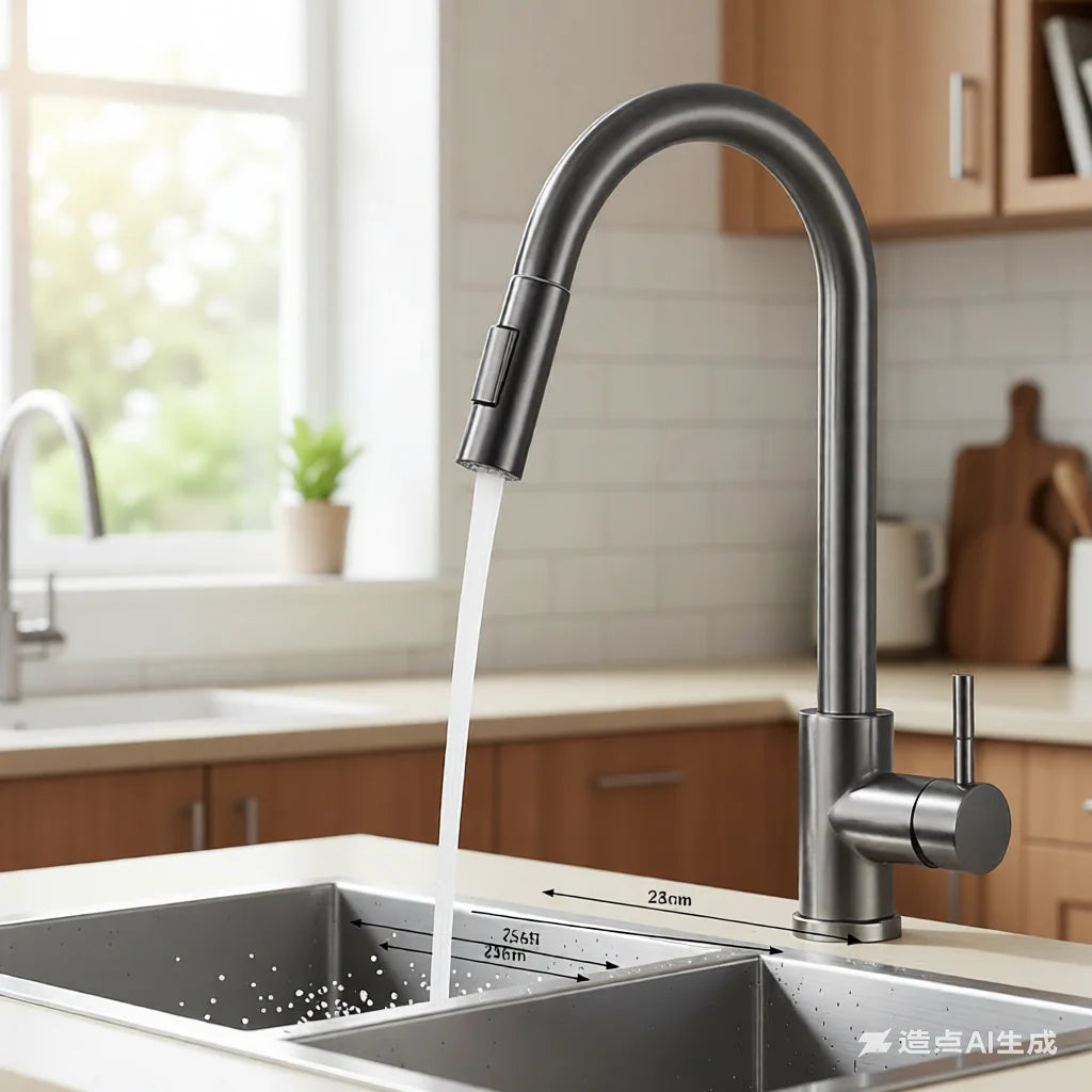 Stainless Steel Pull-Down Kitchen Faucet Brushed Nickel Hot/Cold Mixer Single Hole G1/2 Heavy-Duty for Kitchen Bath