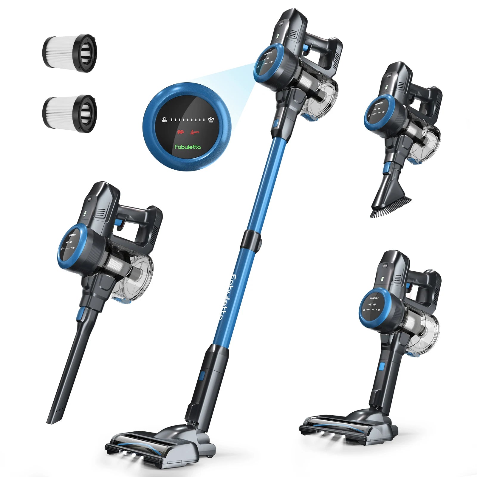 Fabuletta Cordless Vacuum Cleaner, 24Kpa Powerful Suction Stick Vacuum Cleaner With 250W Brushless Motor, LED Display