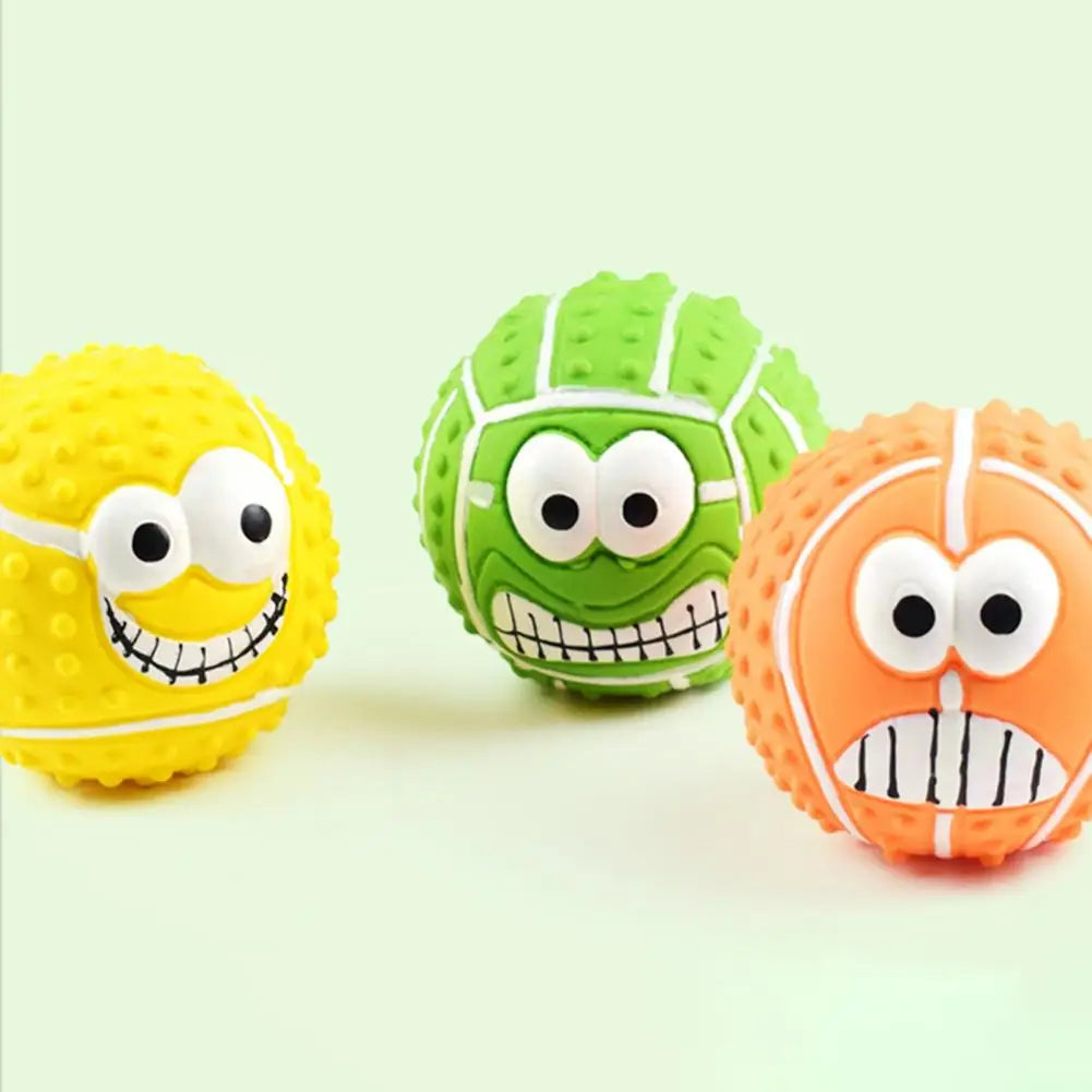 Outdoor Play Pet Toy Water Rinseable Dog Ball Vibrant Pet Squeaky Toy Bite Resistant Rubber Ball with 3d Protrusions