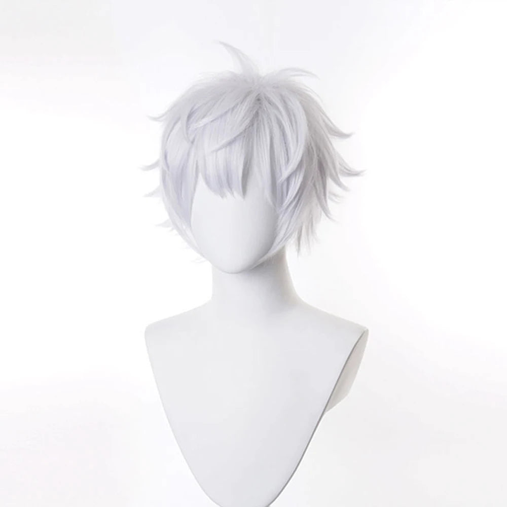 RANYU White Men Wig Short Straight Synthetic Anime Hair High Temperature Fiber for Cosplay Party