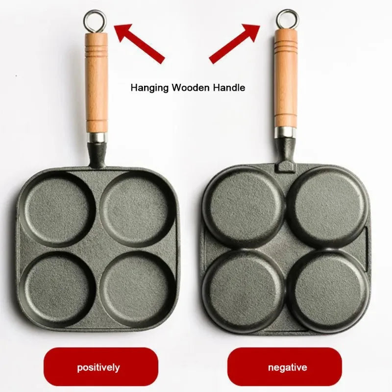 4-Hole Egg Frying Pan Nonstick Cookware Steak Pancake Pans Omelet Pan Frying Pot Suitable for Gas Stove Induction Cooker