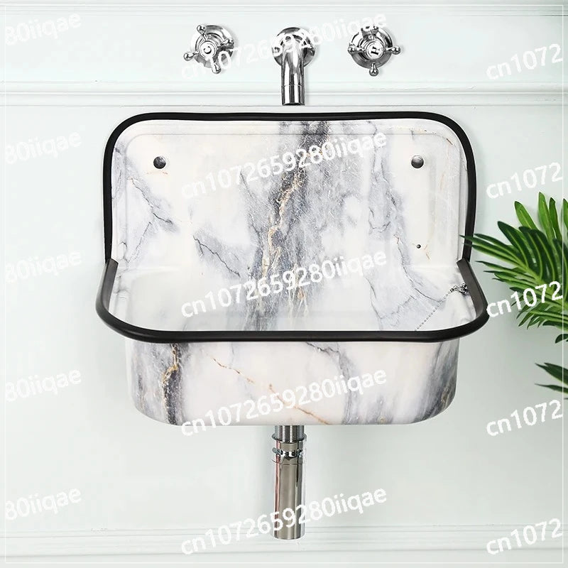 Wash Kitchen Balcony European Wash Basin Retro Bronze Plating Nostalgia Hanging Basin Bathroom Sink Model Room