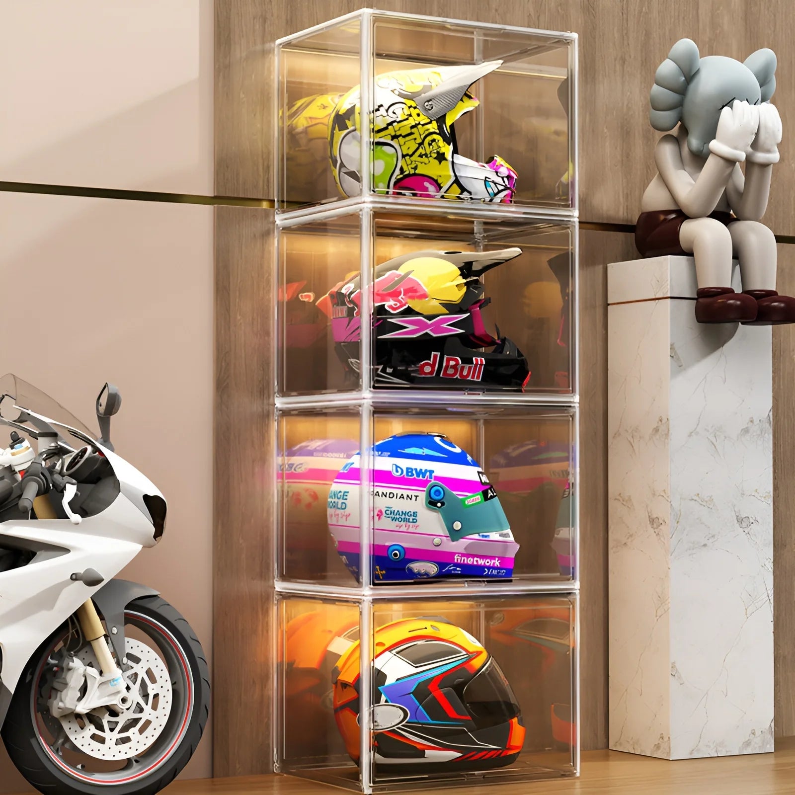 Display Case Dustproof Clear Storage Bins Containers Organizer Bag Show Box for Figures/Toys/Collectibles/Gundam/Car Model/Lego