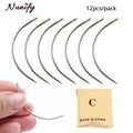 Nunify 12Pcs/pack Wholesale Curved Needle For Hair Weaving Cap 6Cm C-Type Needles Tools C Shape Wigs Needles For Hair Extension