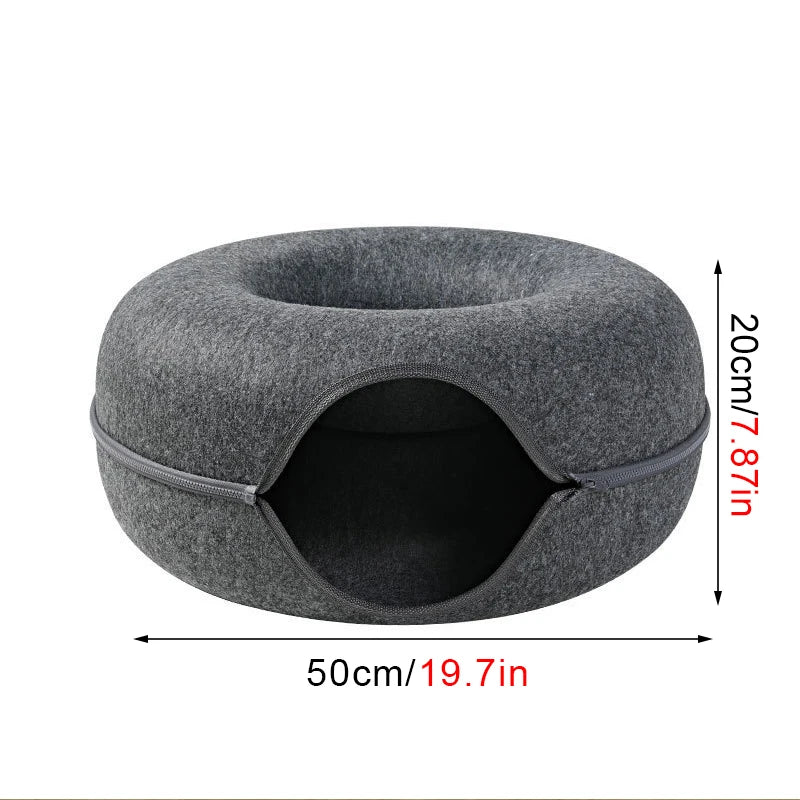 Donut Cat Bed Pet Cat Tunnel Toys Kitten House Basket Interactive Play Kitten Sports Equipment Cat Training Toy Cat House