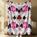 Kuromi Sanrio Flannel Throw Blanket Gothic Kawaii Card Skull Print Soft Warm Blanket for Girls Anime Home Decor Sofa Bed Blanket