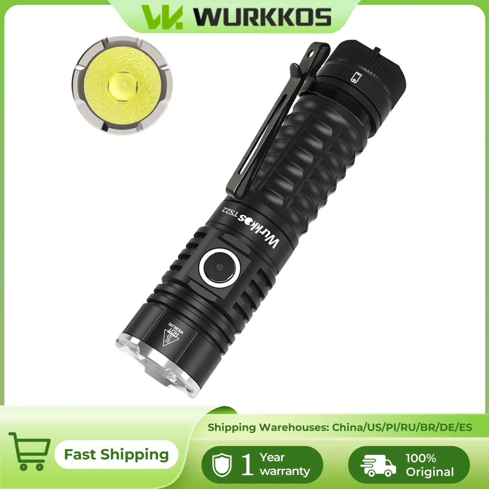 Wurkkos TS22 Rechargeable 21700 LED Flashlight XHP70D HICRI Powerful Max 4500LM with Magnet Tail & Reverse Charging for Hiking