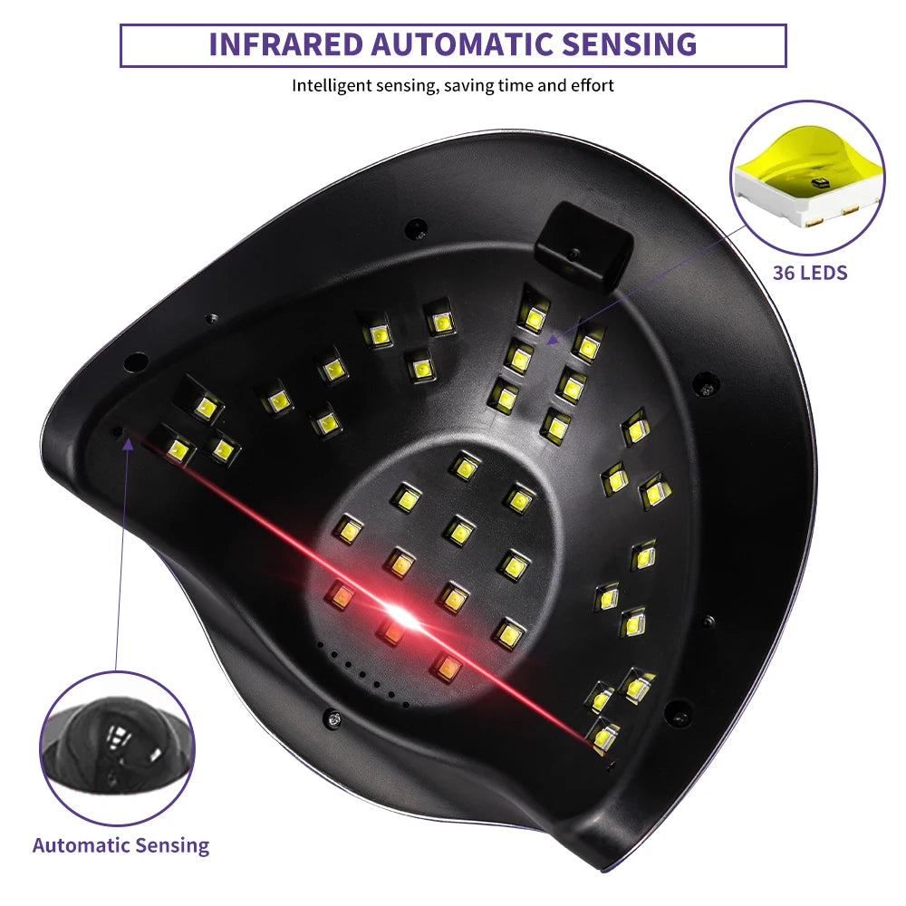 Professional UV LED Nail Dryer 36 LED Lamp Beads Gel Curing Lamp with 4 Timers and Automatic Sensor Nail Curing Lamp Tool