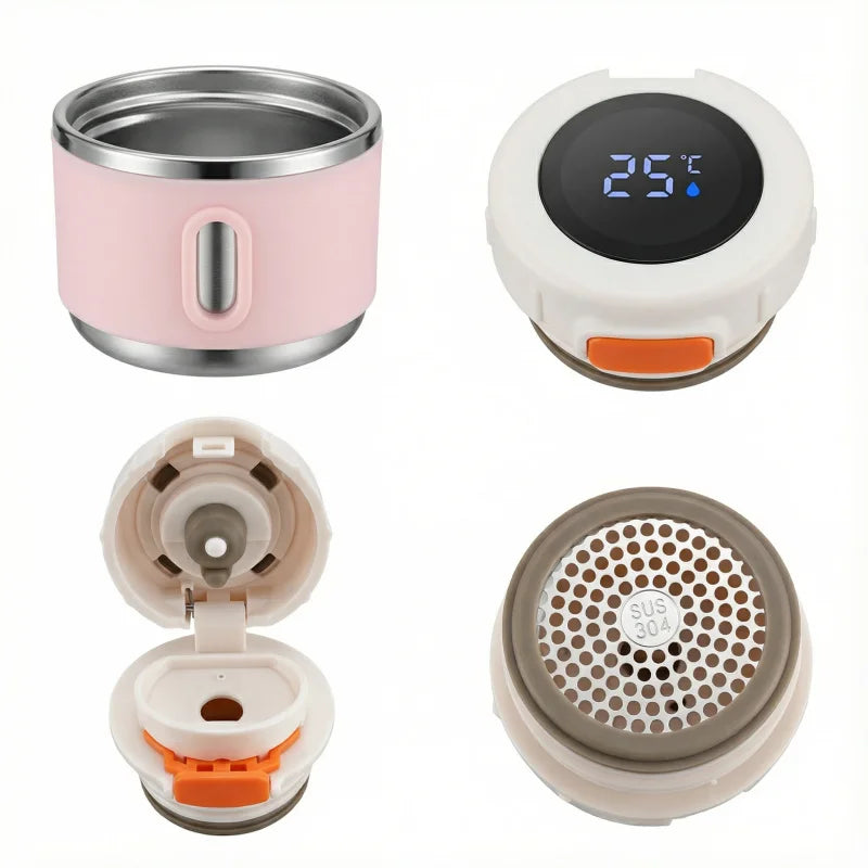 Smart Insulated Water Bottle for Women 500ml 316L Stainless Steel Thermal Cup Leakproof Direct Sip Temperature Display