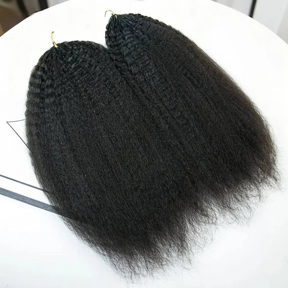 Kinky Straight Feather Crochet Human hair Knotless Pre-Separated Crochet Hair Extension Remy Hair Bundles 100% Human Hair 350G