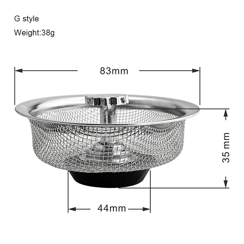 1PCS Kitchen Sink Filter Stainless Steel Mesh Sink Strainer Filter Bathroom Sink Strainer Drain Hole Filter Trap Waste Screen