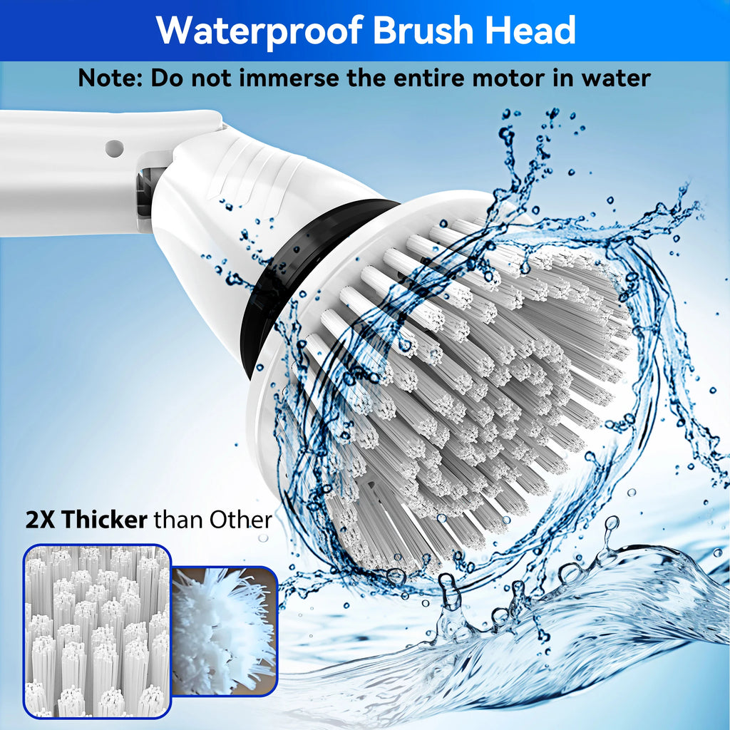 450RPM Electric Spin Scrubber Cordless Shower Cleaning Brush with 5 Replaceable Brushes Adjustable Extension Handle for Bathroom