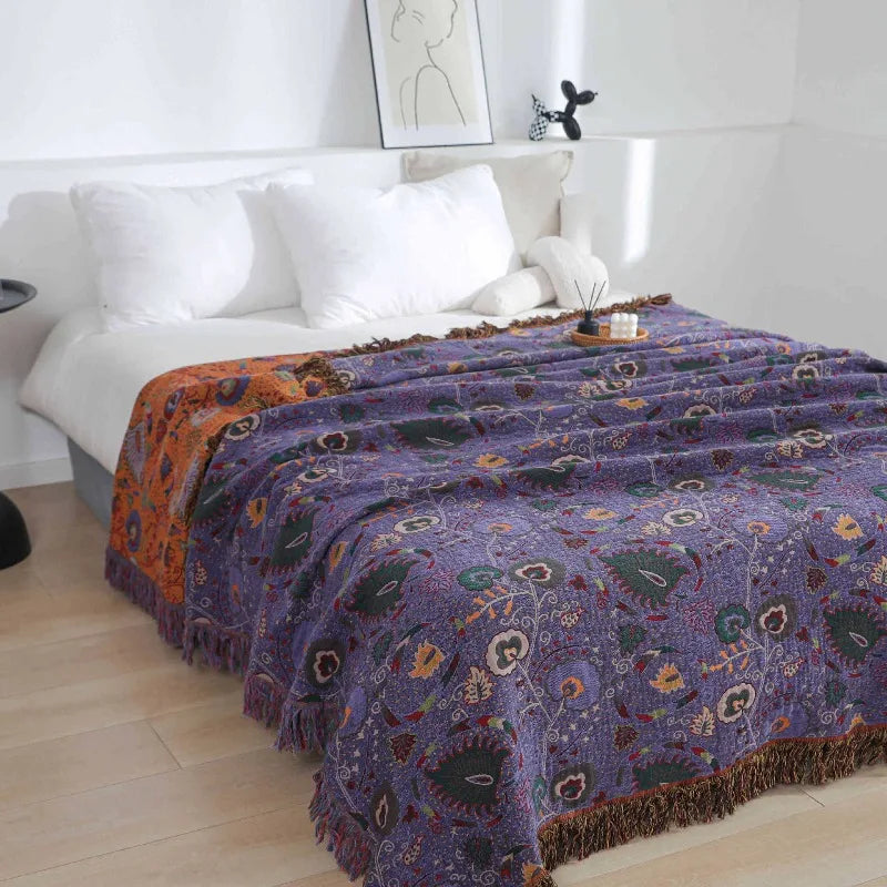 1PC Blanket Tassel Washed Jacquard Gauze Pure Cotton Towel Quilt Air Conditioner Office Nap Small Blanket Home Textile