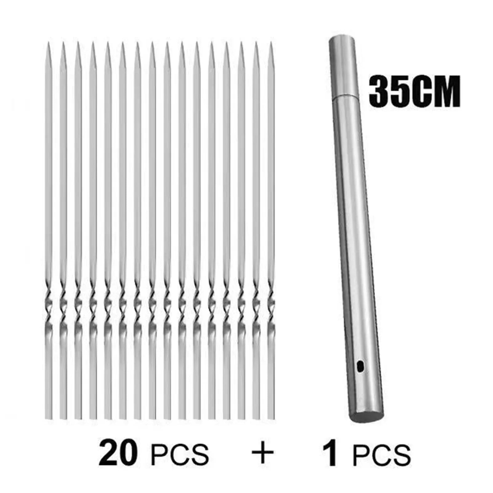 20 Pcs Reusable Barbecue Skewer Rotatable Flat Metal Barbecue Skewers for Garden Courtyard Barbecue