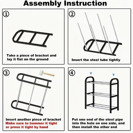 Multi Layer Shoe Rack, Shoe Storage Rack, Single Row Free Standing Shoe Rack, Metal Stackable Shoe Tower, Black Shoe Rack
