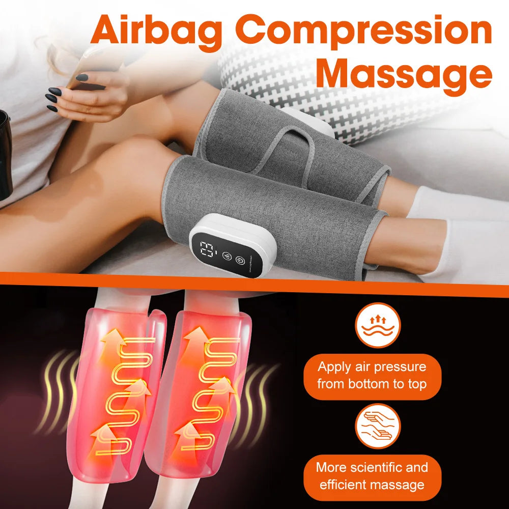 Eletric Cordless 360° Air Pressure Calf Massager 3 Modes Leg Massage Heated Compression Foot Deep Muscle Relax Leg Warmer