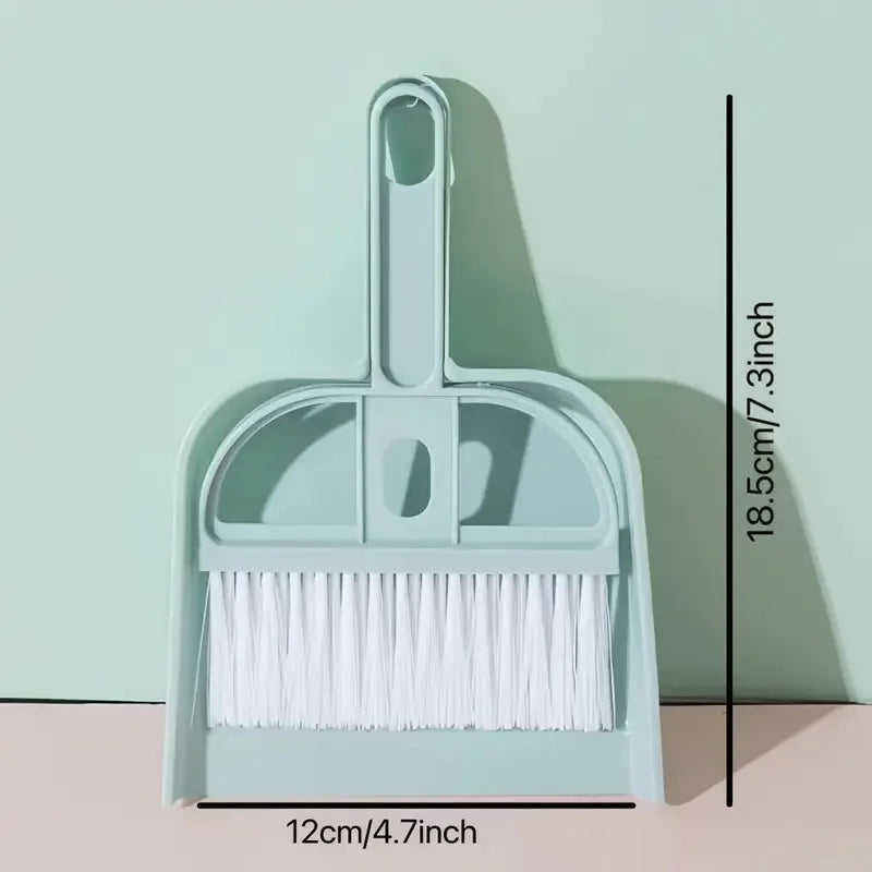 Christmas Gift Mini Desk Broom & Dustpan Set - Stocking Stuffers Cozy Home Desktop Cleaning Tool（blue/pink）