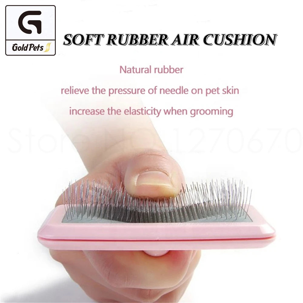 Pet Grooming Comb Shedding Hair Remover Light Handle Soft Needle Brush Slicker Massage Cleaning Tool Open-Knot Cat Pets Supplies