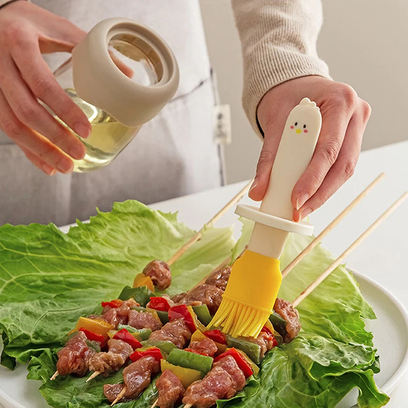 【Nice】Silicone Brush Oil Bottle Cooking BBQ Kitchen Seasoning Bottle Set Oil Brush BBQ Brush Heat-resistant Outdoor BBQ Tool