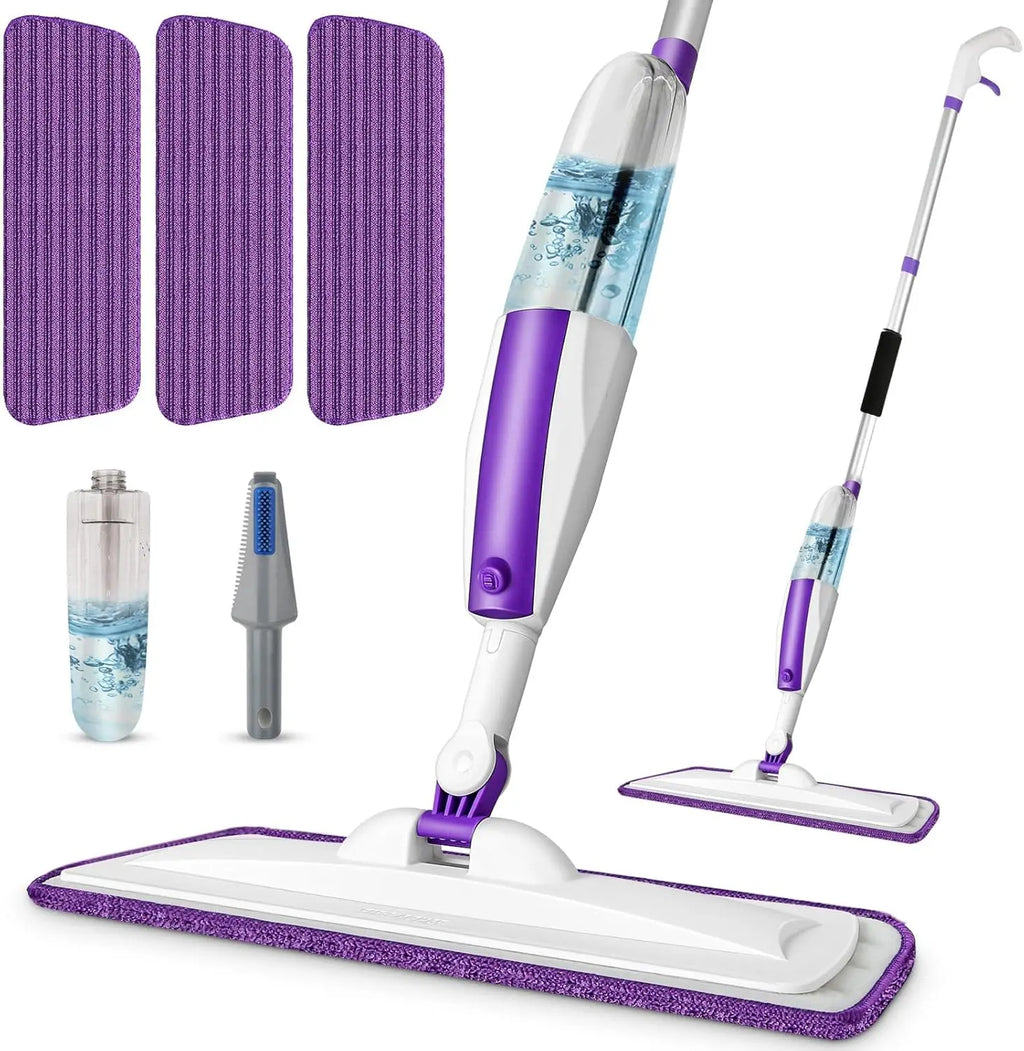 Refillable Spray Mop with 3 Washable Pads for Hardwood Floors, Easy Dry Wet Cleaning