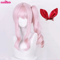 High Quality Anime Akiyama Mizuki Cosplay Wig 45cm Long Light Pink Curly Heat Resistant Synthetic Hair Halloween Party Wigs
