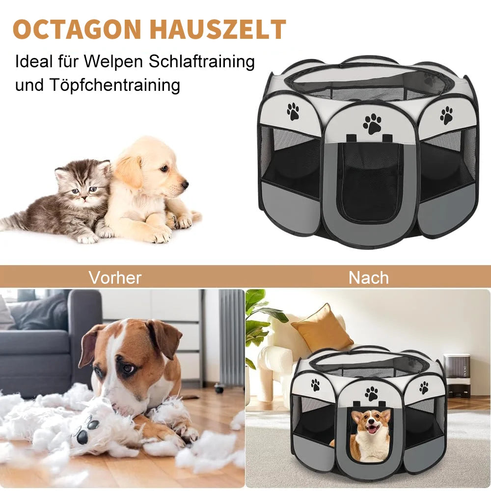 Portable Foldable Cat Tent Cat House Outdoor Travel Pet Tent Cat/Dog Cage Octagonal Fence Pet Cage Easy Operation