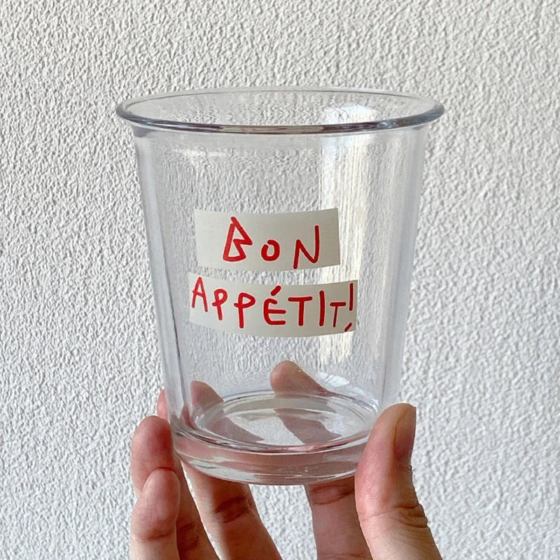Korean Ins Glass Cup Wide Mouth Milk Coffee Mug Transparent Latte Espresso Cold Brew Tea Cup Breakfast Oat Jar for Household