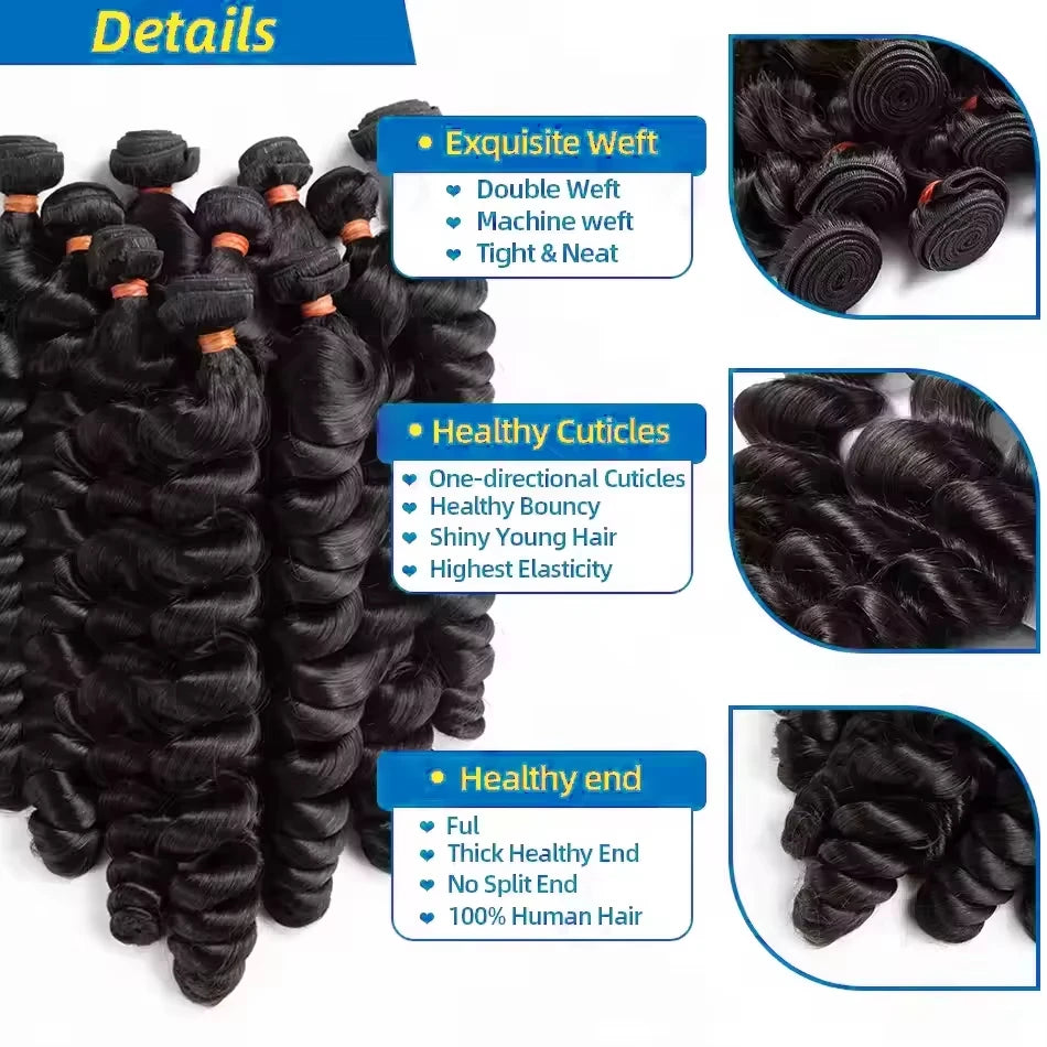 30 40Inch Loose Deep Wave Bundles Hair Weave Bundles 3/4 PCS 100% Human Hair Extensions Natural Brazilian Remy Wave Hair Bundles