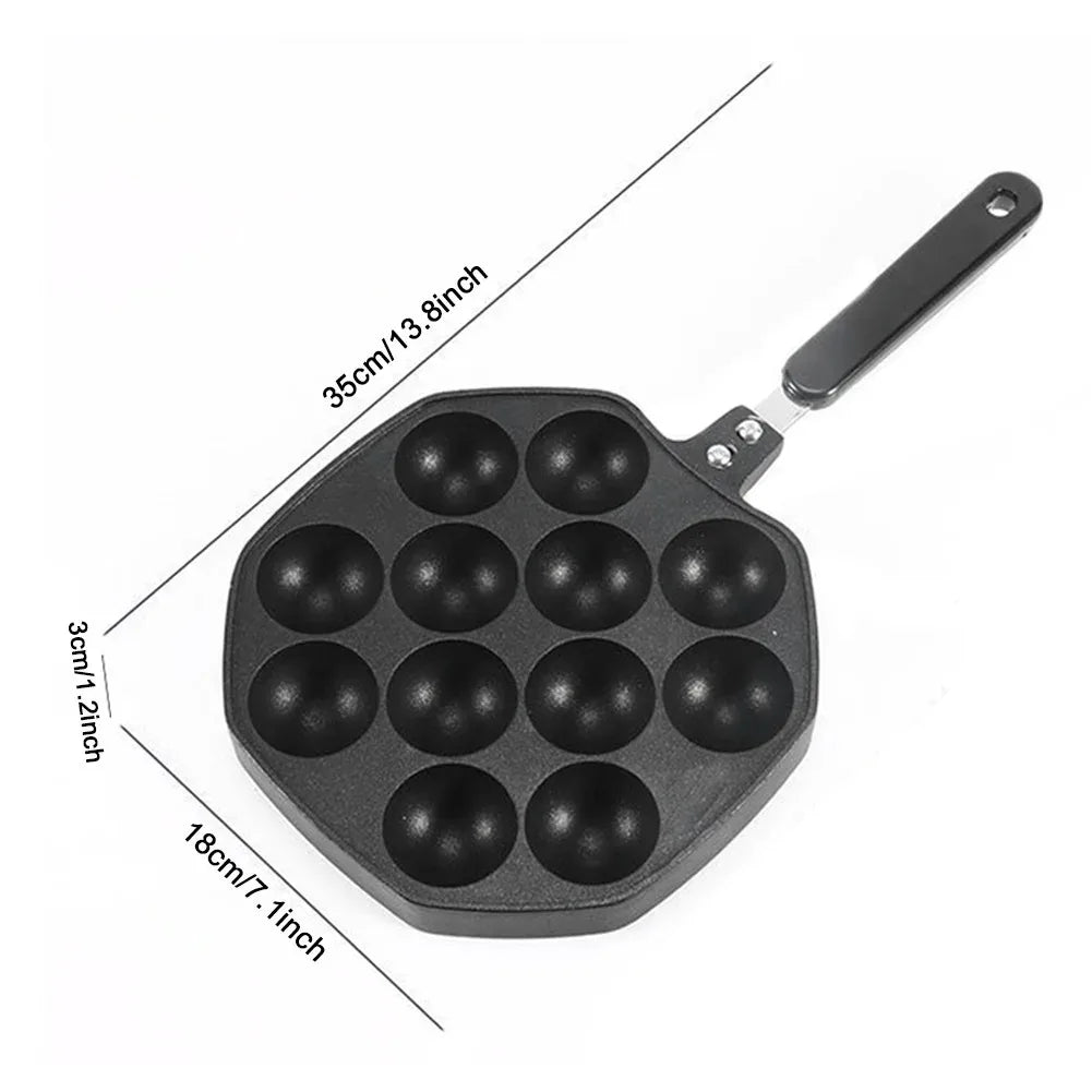 Takoyaki Pan 12 Molds Takoyaki Maker Skillet Aluminum Alloy Nonstick Grill Pan Cooking Plate for Octopus Balls Pancake cake make