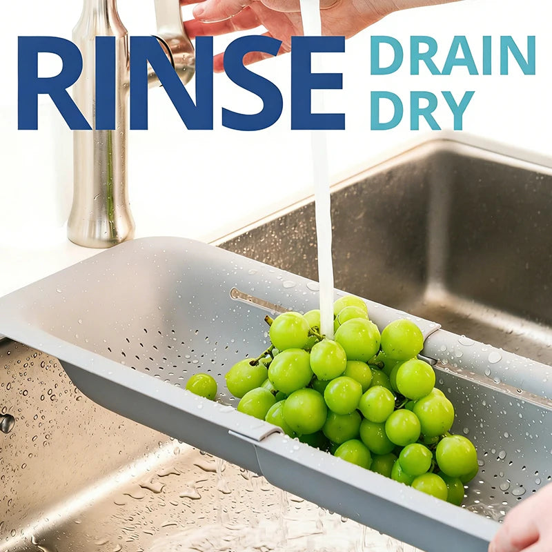 Over The Sink Colander Strainer Basket Wash Vegetables And Fruits Drain Cooked Pasta And Dry Dishes Extendable Home Kitchen