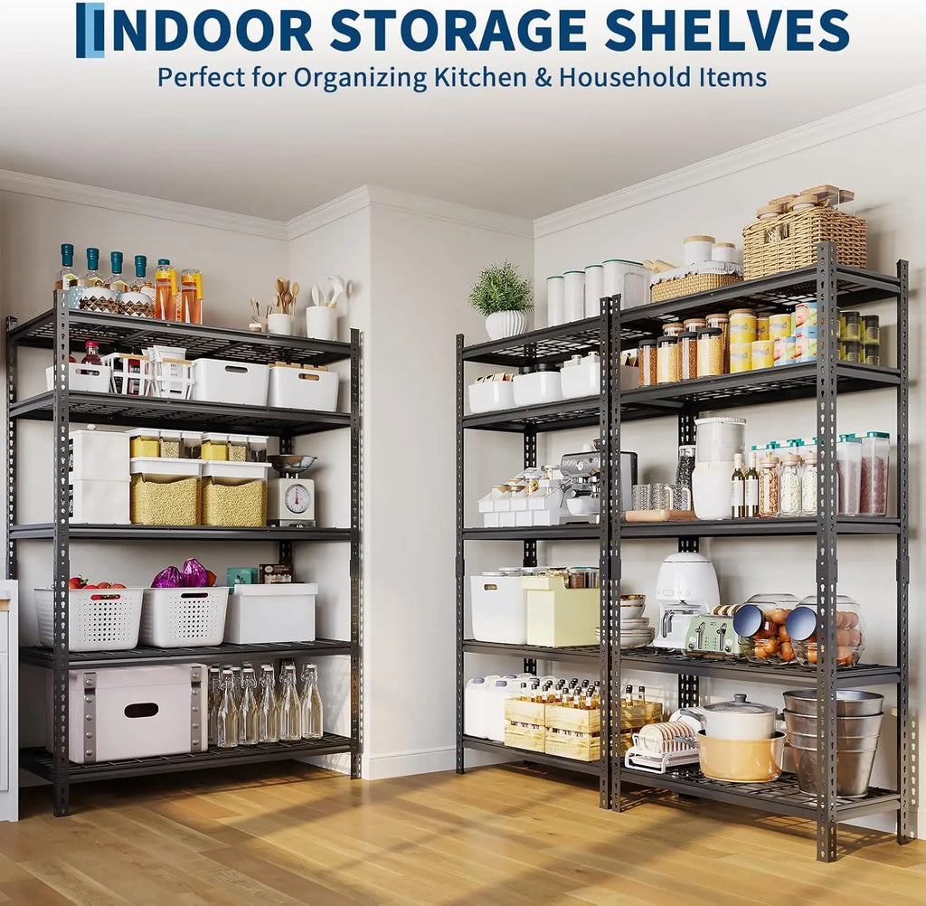 Garage Shelving - 2200 LBS Extremely Sturdy, Adjustable Metal Shelving, Heavy Duty 5 Tier Storage Shelves for Warehouse Workshop