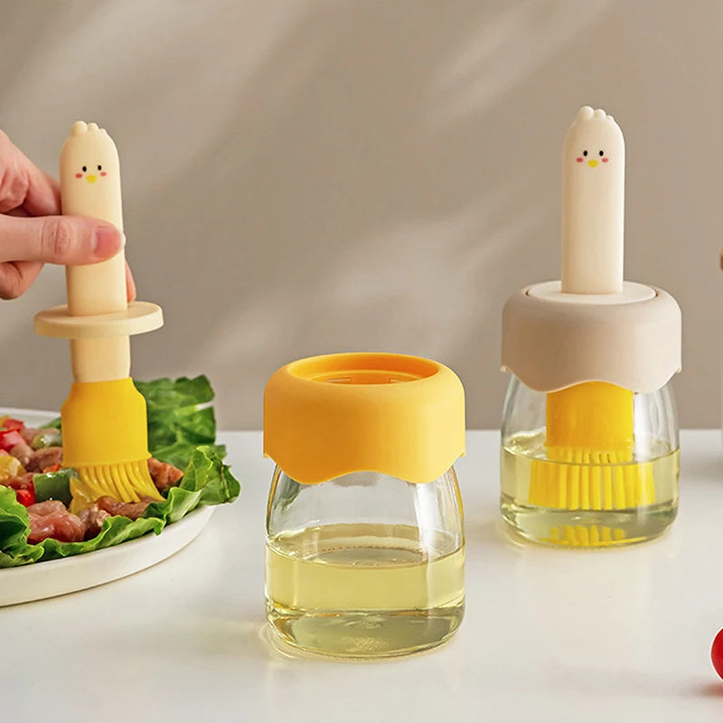 【Nice】Silicone Brush Oil Bottle Cooking BBQ Kitchen Seasoning Bottle Set Oil Brush BBQ Brush Heat-resistant Outdoor BBQ Tool