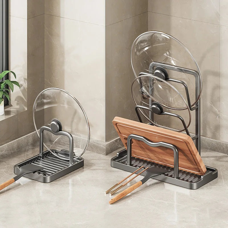 Kitchen countertop shelf, multi-function pot lid holder, non-perforation, vertical cutting board, spatula rack storage