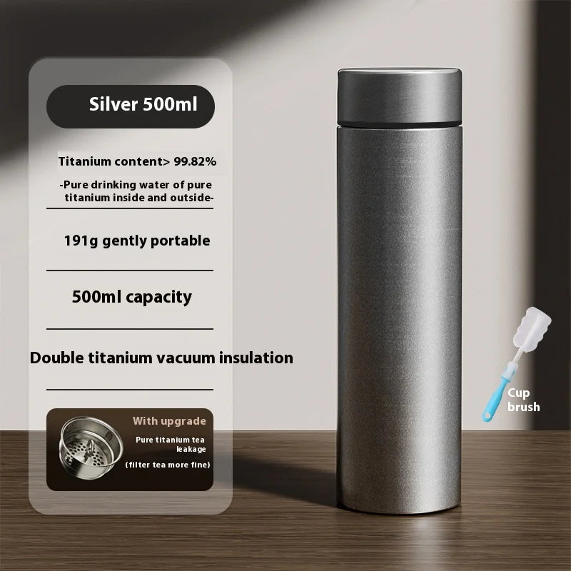 Pure Titanium Insulated Cup Men And Women'S Water Cup Portable Tea Cup Tea Water Separation Titanium Cup Cold Insulation Bottle