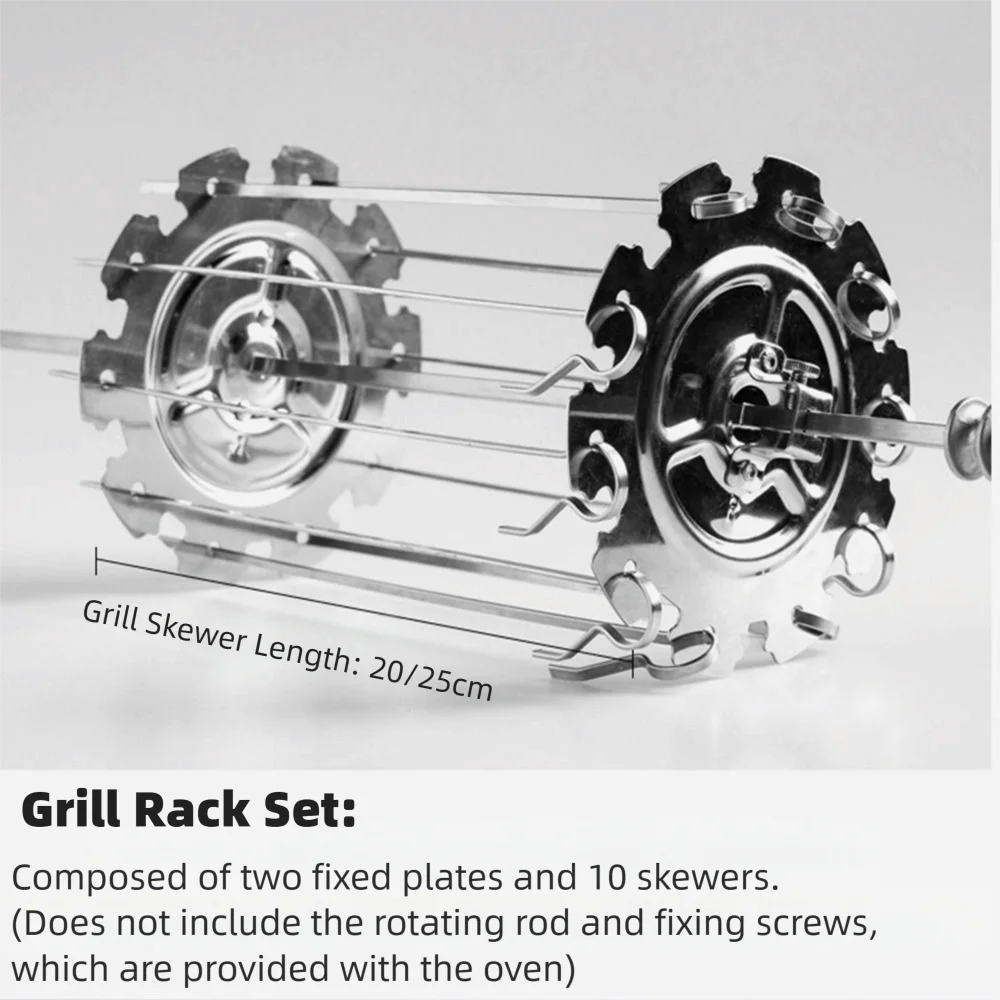 Stainless Steel Rotating Barbecue Grill Detachable Design Heat-Resistant BBQ Rotating Cage 10 Grilled Skewers Non-Stick