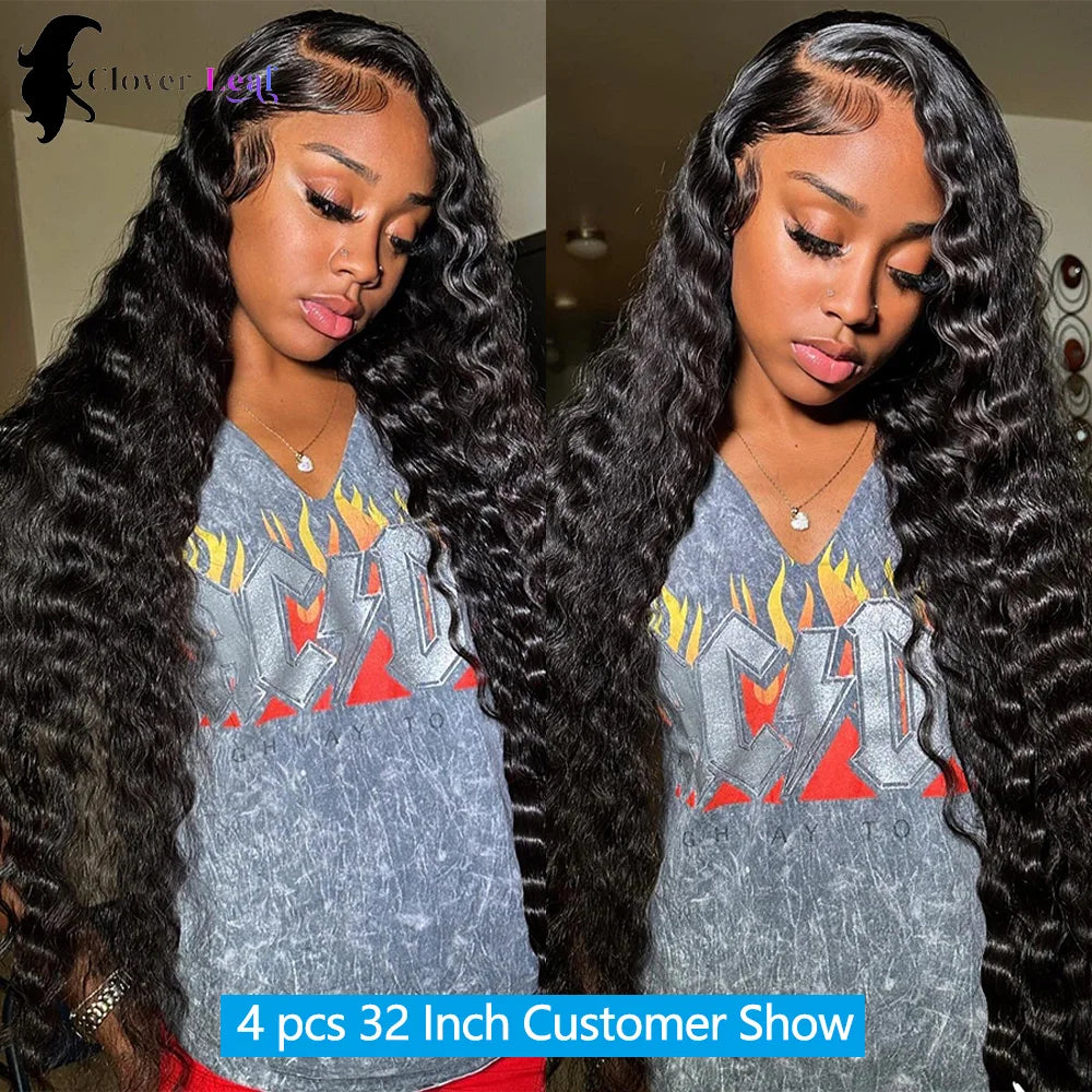 12A Deep Wave Bundles Human Hair Brazilian Remy 30 32 Inch Raw Curly Hair Bundles 100% Human Hair Extensions human hair Bundles