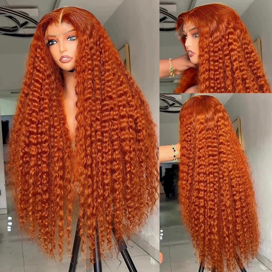 Water Wave Orange Ginger Lace Front Wigs Human Hair 13x4 13x6 Hd Lace Deep Frontal Wigs #350 Colored Wigs Brazilian Curly Wigs
