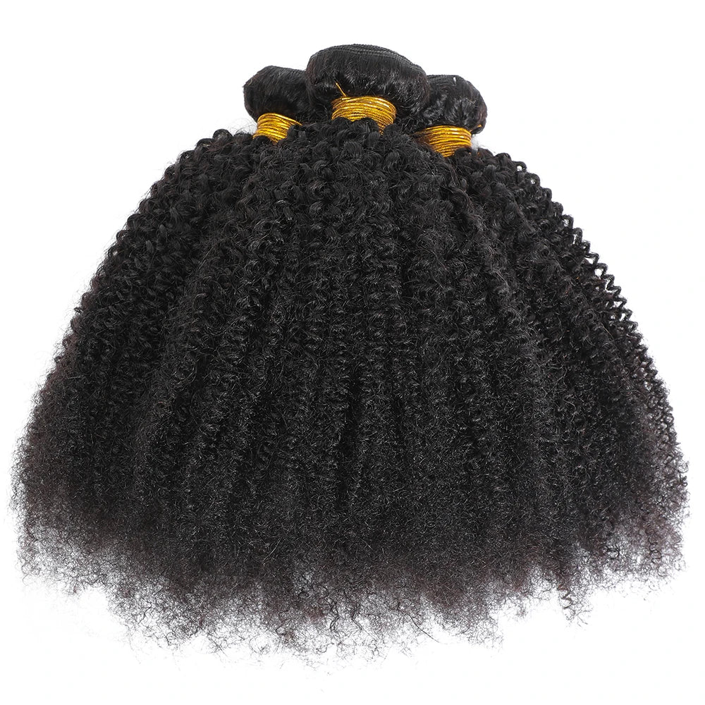 4C Afro Kinky Curly Virgin Brazilian Human Hair Weft Extensions Bundle for African Black Women Weaving Hair