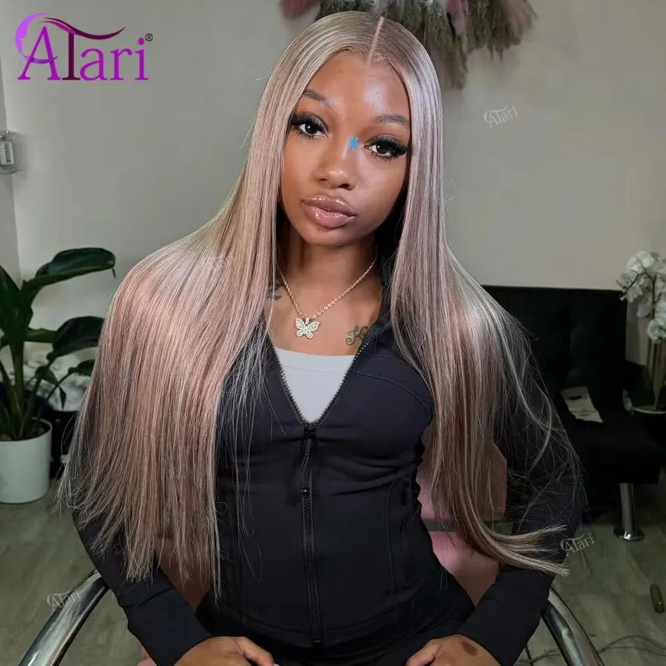 Ash Blonde Highlights 27 Color 13x4 13x6 Lace Frontal Human Hair Wigs Transparent Grey Brown 5x5 Closure Body Wave Wig Pre Pluck