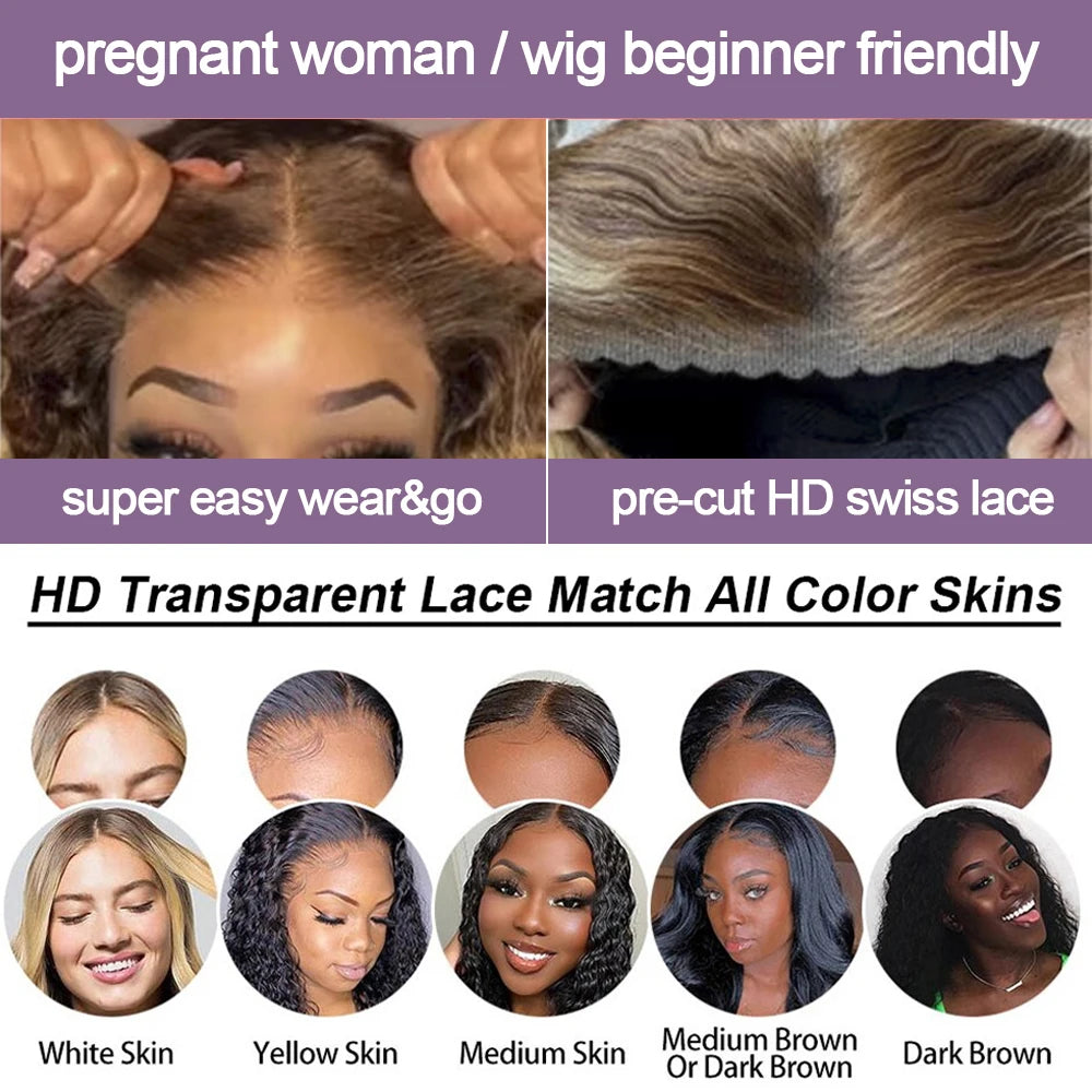 Natural Black Burmese Curly Human Hair Wig 7x5 Glueless Deep Wave Chocolate Brown Water Wave 13x4 Lace Front Bob Wigs Closure