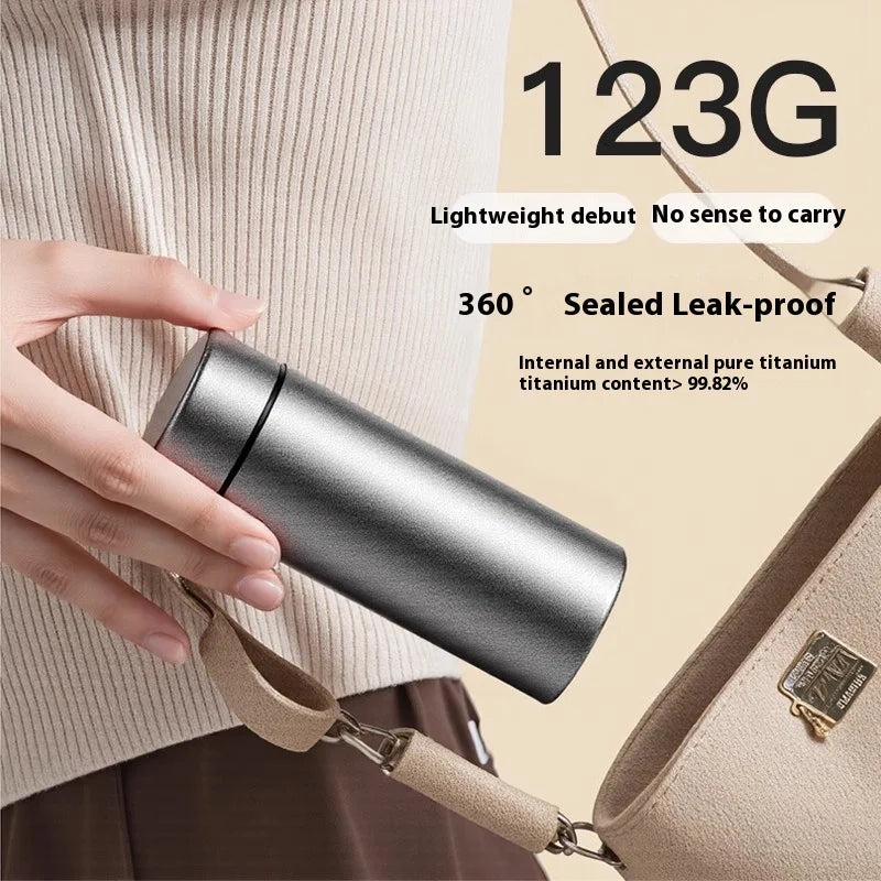 Pure Titanium Insulated Cup Men And Women'S Water Cup Portable Tea Cup Tea Water Separation Titanium Cup Cold Insulation Bottle