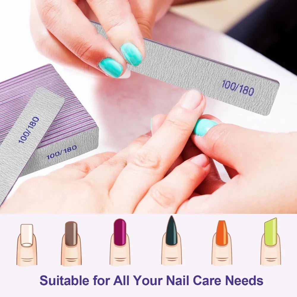 Nail file sandboard nail file for natural nails and acrylic nails, double-sided professional nail file reusable nail art gray