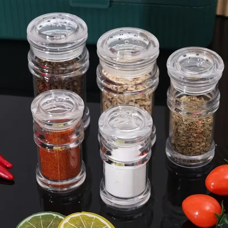 Transparen Spices Bottles Salt Pepper Shakers Acrylic Barbecue Seasoning Jars Condiment Box Home Kitchen Powder Storage Can